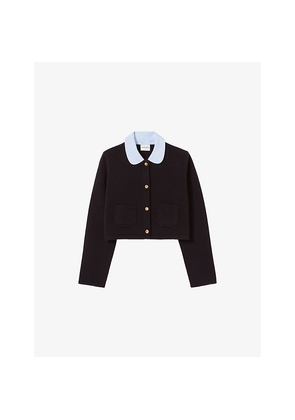 Womens Claudie Pierlot Collared Button-Down Knitted Cardigan