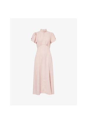 Womens Me And Em Contrast-Stitch High-Neck Woven Midi Dress