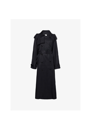 Womens The Frankie Shop Veyron Draped Woven Trench Coat
