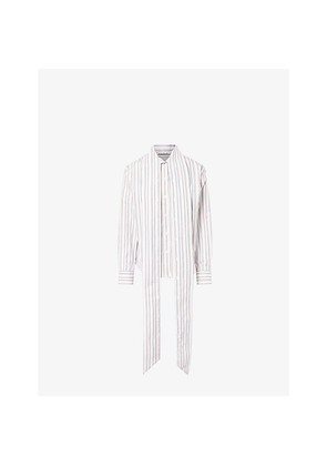 Womens Acne Studios Striped Tie-Collar Cotton-Poplin Shirt