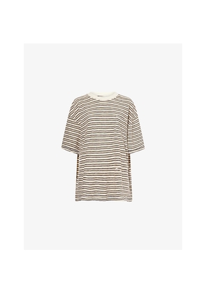 Womens Free People All Love Striped Cotton T-Shirt