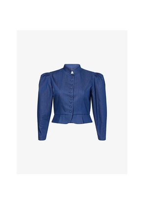 Womens Destree Amoako Puff-Sleeve Denim Jacket