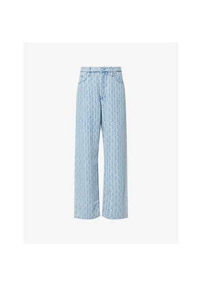 Mens Dries Van Noten Pine Printed Denim Jeans
