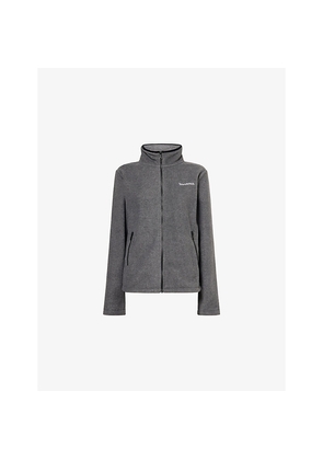 Womens Sporty & Rich Logo-Embroidered Zip-Up Fleece Top