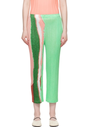 PLEATS PLEASE ISSEY MIYAKE Green Grainy Colors Trousers