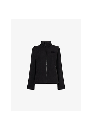 Womens Sporty & Rich Logo-Embroidered Zip-Up Fleece Top