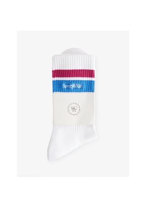 Womens Sporty & Rich Serif Logo Striped Stretch-Cotton Blend Socks