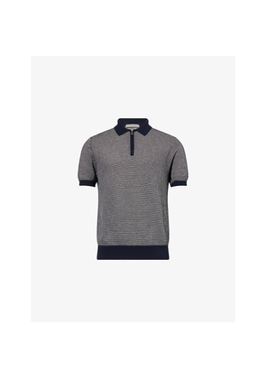 Mens Corneliani Textured Short-Sleeves Cotton-Knit Polo Shirt