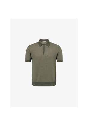 Mens Corneliani Textured Short-Sleeves Cotton-Knit Polo Shirt