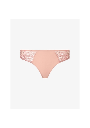 Womens Simone Perele Delice Embroidered Stretch-Woven Thong
