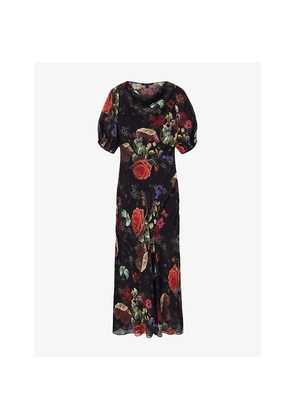 Womens Allsaints Tiwa Floral-Print Silk-Blend Maxi Dress