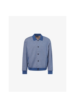 Mens PS by Paul Smith Polo-Collar Printed Knitted Cardigan