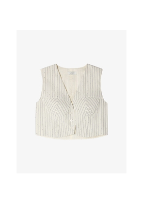 Womens Sandro Striped Cropped Woven Top