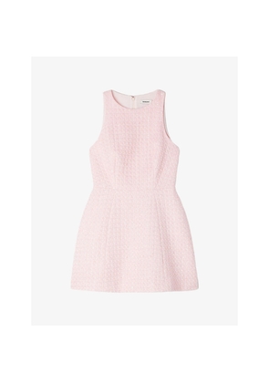 Womens Sandro Sleeveless Sequin-Embellished Tweed Mini Dress