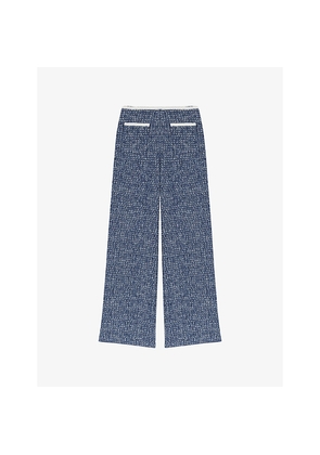 Womens Maje Wide-Leg High-Rise Tweed Trousers