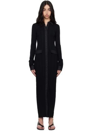 TOTEME Black Knitted Shirt Maxi Dress