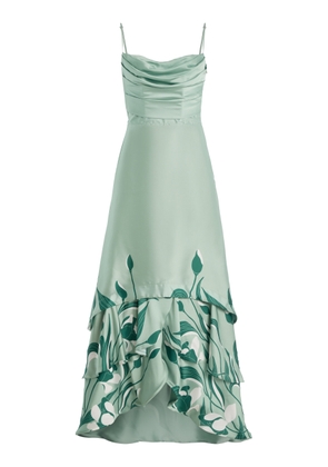 Andres Otalora Exclusive Floreada Tulip-Printed Satin Maxi Dress - Moda Operandi