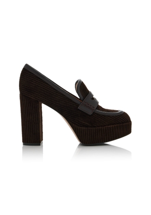 Gianvito Rossi Corduroy Platform Loafer Pumps - Moda Operandi