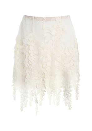 Oscar de la Renta Appliquéd Lace Mini Skirt - Moda Operandi
