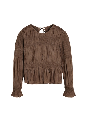 By Malene Birger Ovas Smocked Satin Top - Moda Operandi