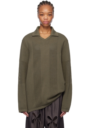 J.Kim Khaki Anton Belinskiy Edition Striped Knit Circus Jersey Polo