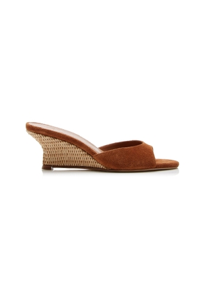 STAUD Brigette Suede Wedge Mules - Moda Operandi