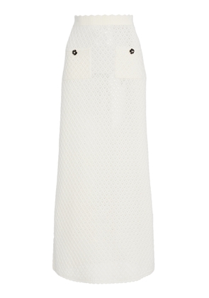Monique Lhuillier Diamond-Knit Cotton-Blend Midi Skirt - Moda Operandi