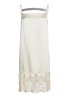 Niccolò Pasqualetti Boudoir Lace-Trimmed Silk Satin Mini Slip Dress - Moda Operandi