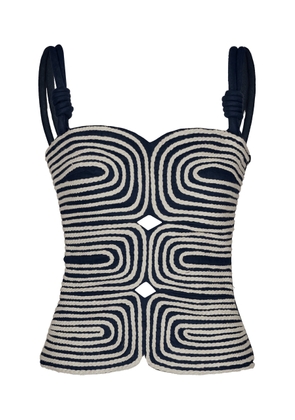 Andres Otalora Marea Embroidered Linen Top - Moda Operandi