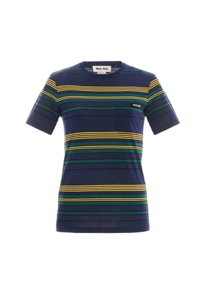 Miu Miu Striped Cotton Jersey T-Shirt - Moda Operandi
