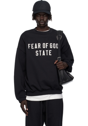 Fear of God ESSENTIALS Black 90s Fit Fleece Crewneck Sweatshirt