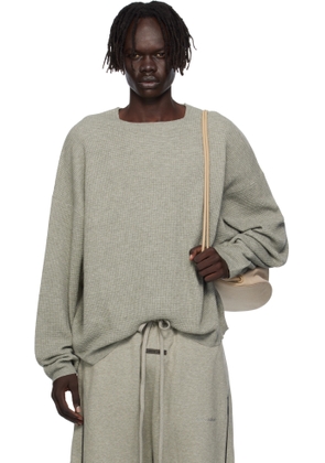 Fear of God ESSENTIALS Gray Waffle Long Sleeve Crewneck Sweatshirt