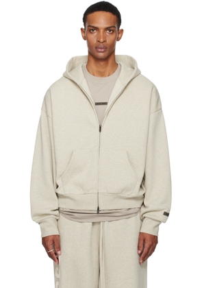 Fear of God ESSENTIALS Beige Classic Fit Fleece Zip-Up Hoodie