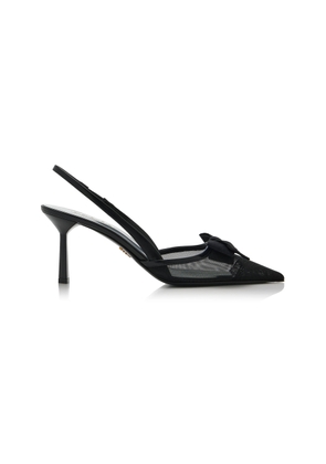 Prada Bow-Detailed Mesh Slingback Pumps - Moda Operandi