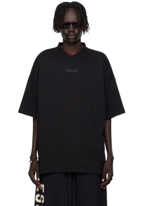 Fear of God ESSENTIALS Black 90s Fit Piqué Short Sleeve Polo