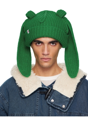 Charles Jeffrey LOVERBOY Green Mohair Chunky Rabbit Beanie