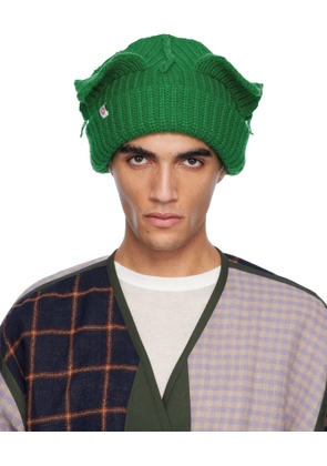 Charles Jeffrey LOVERBOY Green Mohair Chunky Ears Beanie