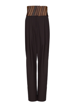 ALAÏA Belted Wool Straight-Leg Pants - Moda Operandi