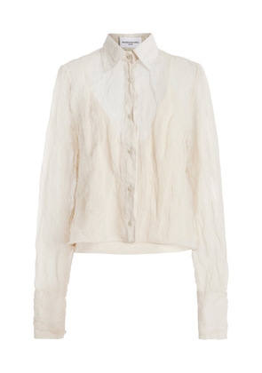 Brandon Maxwell The Billie Shrunken Metallic Organza Shirt - Moda Operandi