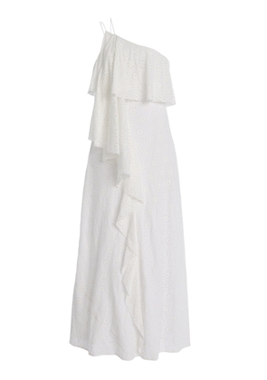 STAUD Isa One-Shoulder Broderie Anglaise Cotton Maxi Dress - Moda Operandi