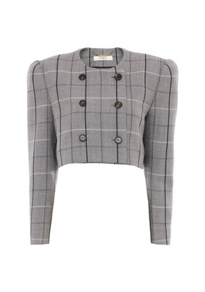 Chloé Cropped Wool Checkered Jacket - Moda Operandi