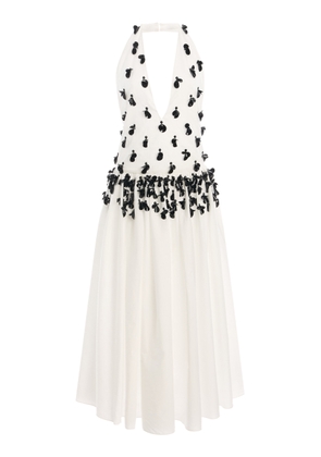 Diotima Exclusive Nuit Embellished Cotton Midi Halter Dress - Moda Operandi