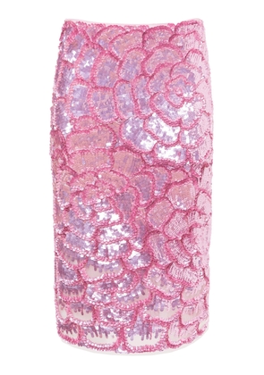 DES_PHEMMES Floral Sequinned Pencil Skirt - Moda Operandi