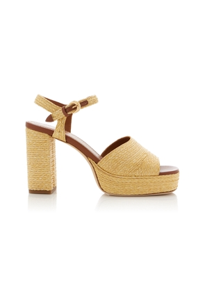 STAUD Jodie Platform Raffia Sandals - Moda Operandi
