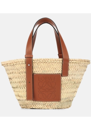 Loewe Small leather-trimmed basket tote