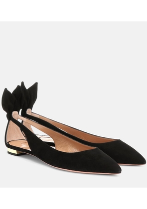 Aquazzura Bow Tie suede ballet flats