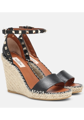 Valentino Garavani Rockstud leather wedge espadrilles