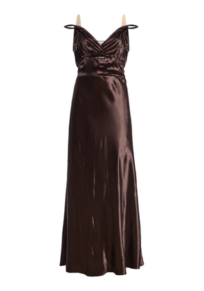 Miu Miu Strap-Detailed Satin Maxi Dress - Moda Operandi