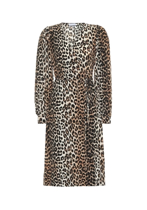 Ganni Leopard-printed silk-blend dress