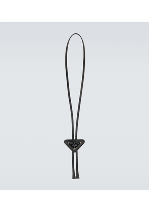 Prada Saffiano triangle bolo tie with logo